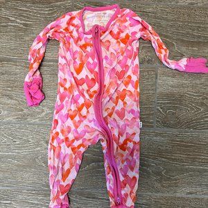 Little Sleepies - Pink Watercolor Hearts (3-6 mo)